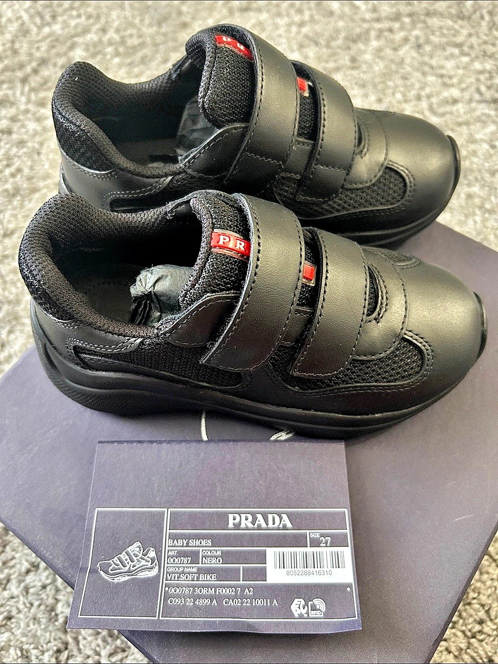 Prada Velcro strap sneakers Black Sneakers EU 42 Like New
